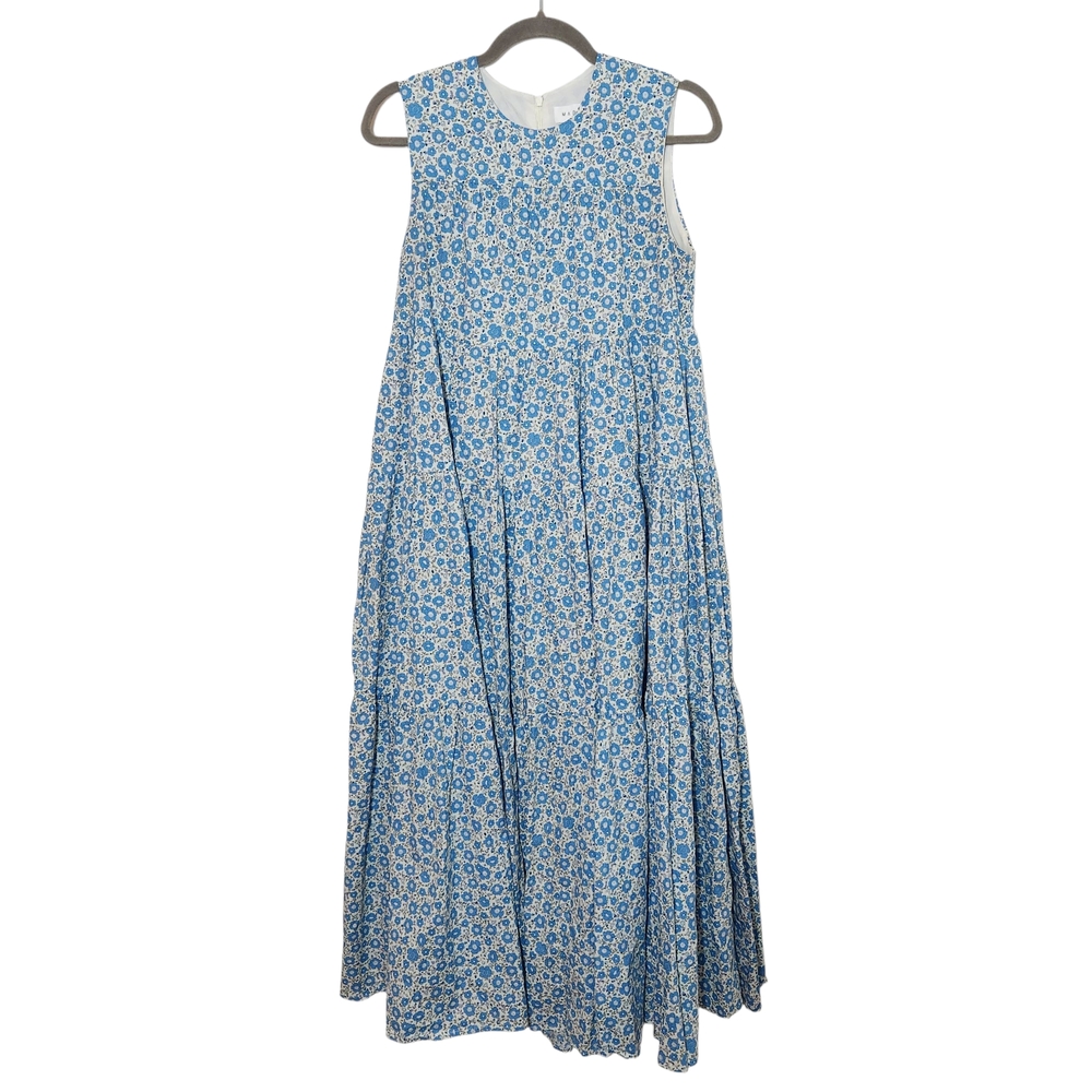Mable Sleeveless Blue Floral Cottagecore Maxi Dress Size Small